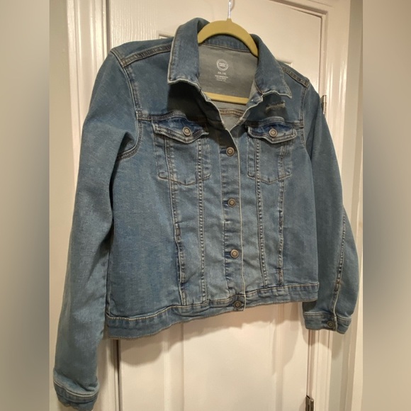 Wonder Nation Girls Size XXL 18 Med Wash Cotton Stretch Distressed Denim Jacket - Picture 4 of 11